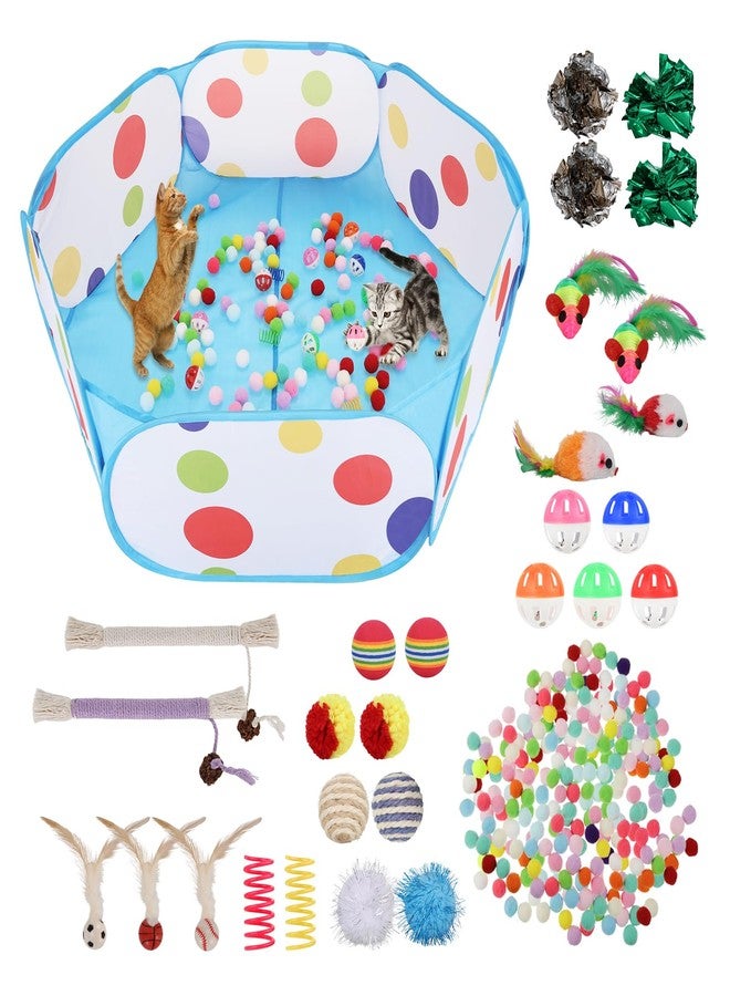 Foxtell Cat Ball Pit Include 229 PCS Interactive Cat Toys for Indoor Bored Self Play Enrichment Toy for Indoor Cats Interactive Fun and Exercise - Image 1